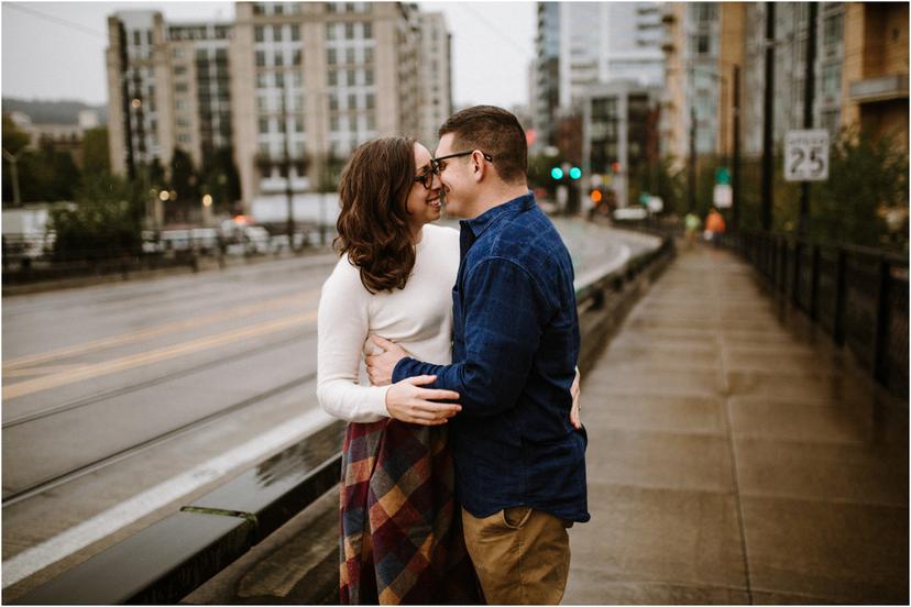 Rainy Portland Engagement Photos in the Pearl District