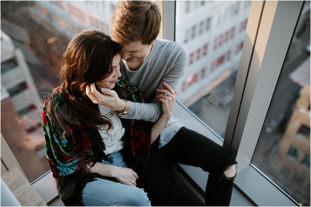 Downtown Portland In-Home Couples Photos | Christy and Peter