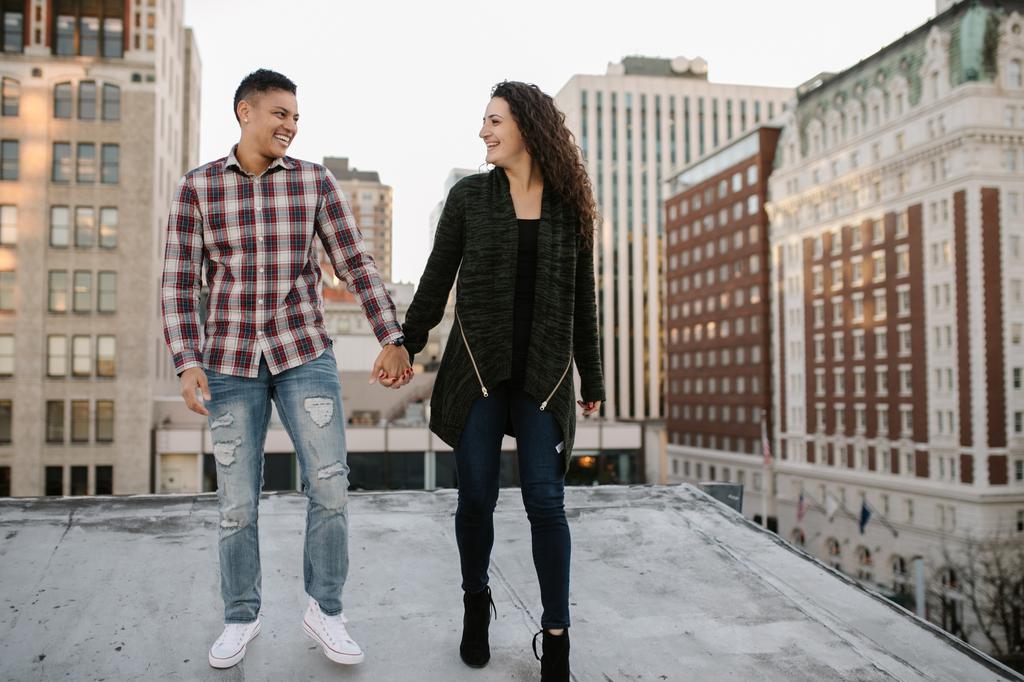 Downtown-Portland-Rooftop-Engagement-Photos-LGBTQ
