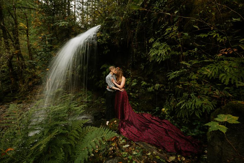 Steep-Creek-Falls-Waterfall-Engagement-Photos